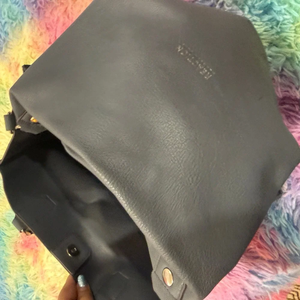 Kenneth Cole Reaction Satchel Women Medium Blue Gray Studded Tote Bag